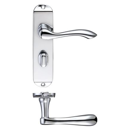 Zoo Hardware Arundel Lever Bathroom (57mm c/c) Furniture - Short Plate - Chrome