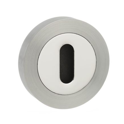 Senza Pari Key Escutcheons on Round Rose - Satin Nickel/Chrome Plate (Pair)
