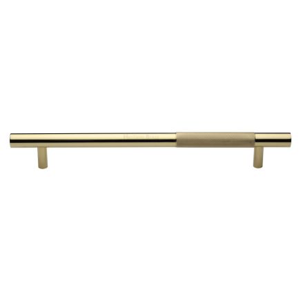 Heritage Brass Door Pull Handle Bar Knurled Design 457mm Polished Brass Finish