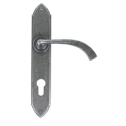 Pewter Gothic Curved Lever Espag. Lock Set