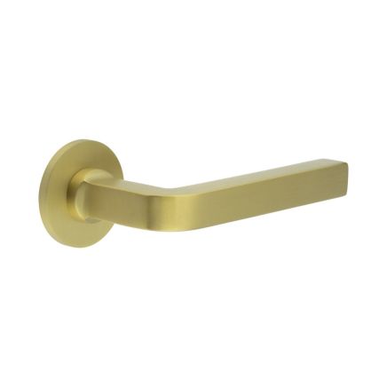 CR-104 Satin Brass Fixed Dead Round Rose Door Handle - By Frelan Hardware - CR-104A3SB