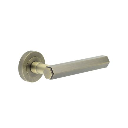 Jedo Hex Antique Brass Door Handle - By Frelan Hardware - JV849AB