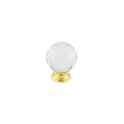 Kontrax Faceted Glass Cupboard Knob 30mm Brass Finish - By Frelan Hardware - JH4155-30PVD