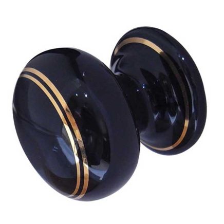 Jedo Porcelain Cupboard Knobs 50mm Goldline Black - By Frelan Hardware - JC76