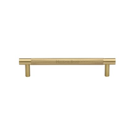 Heritage Brass Cabinet Pull Partial Knurl Design 128mm CTC Satin Brass finish