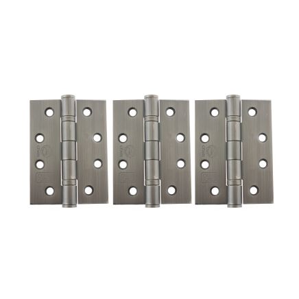 Atlantic Ball Bearing Hinges Grade 13 Fire Rated 4" x 3" x 3mm - Matt Gun Metal (Set of 3)