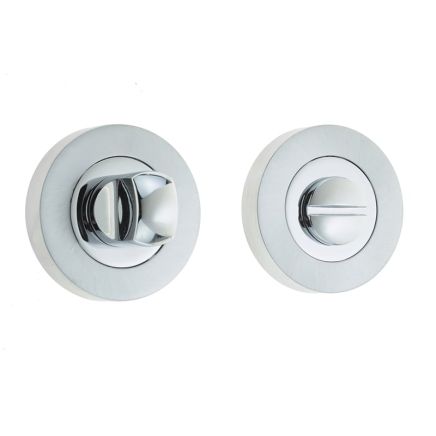 Jedo Dual Turns & Releases 50mm Round Rose no Indicator Polished Chrome / Satin Chrome - By Frelan Hardware - JV2666PCSC