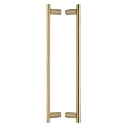 Heritage Brass Back to Back Door Pull Handle Round Bar Design 489mmm Satin Brass Finish