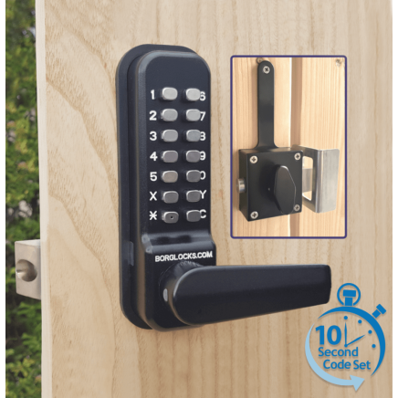Borg BL4409 MG Pro ECP - Easicode Pro, Marine Grade Lever Keypad, Inside Rim Mounted Slam Latch With Holdback/Deadlock, MG Pro (Black) Finish