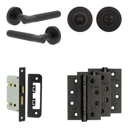 Complete Venice Door Handle Pack - Bathroom - Black - By Frelan Hardware - JE-F5A3-MB