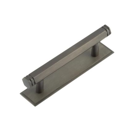 Hoxton Nile Cabinet Handles 96mm Ctrs Stepped Backplate Dark Bronze - By Frelan Hardware - HOX-350DB-6050DB