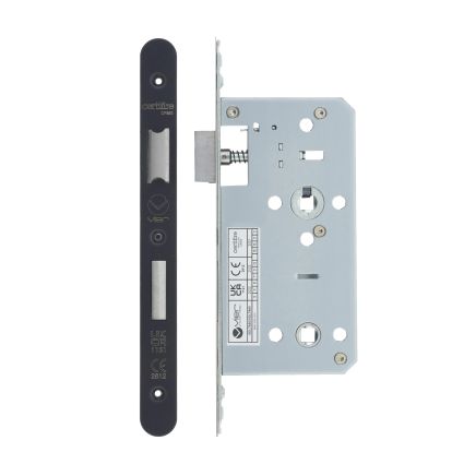 Zoo Hardware 2 Piece - DIN bathroom - 78mm c/c - backset 55mm - radius - Black