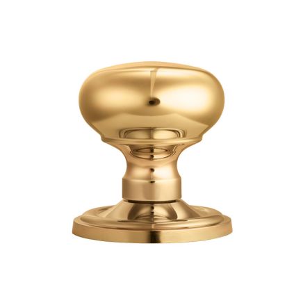 Concealed Fix Mushroom Mortice Knob - Polished Brass