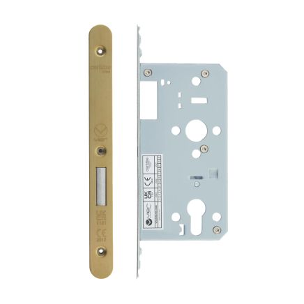 Zoo Hardware 2 Piece - DIN euro deadlock - backset 55mm - radius - Brass