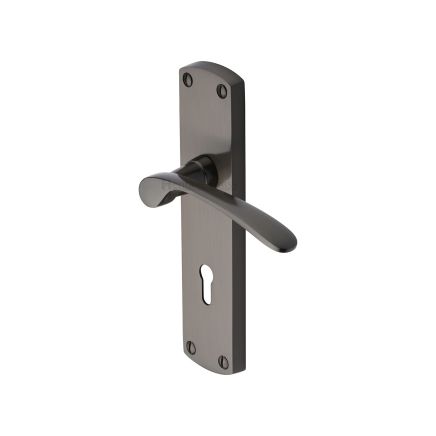 Heritage Brass Door Handle Lever Lock Diplomat Design Matt Bronze finish