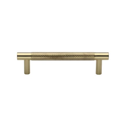 Heritage Brass Cabinet Pull Partial Knurl Design 96mm CTC Polished Brass finish