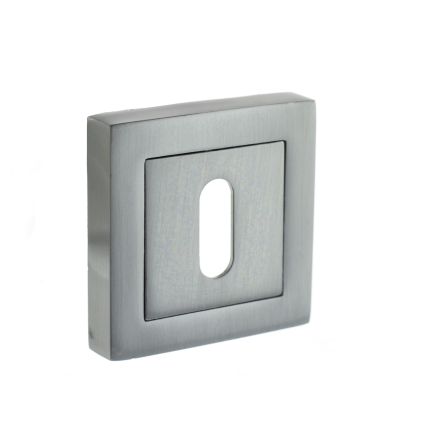 STATUS Key Escutcheons on S4 Square Rose - Satin Chrome (Pair)