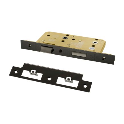 Atlantic DIN Heavy Duty Bathroom Lock Single Turn 60mm backset - Black Nickel