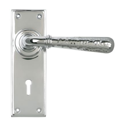 Polished Chrome Hammered Newbury Lever Lock Set