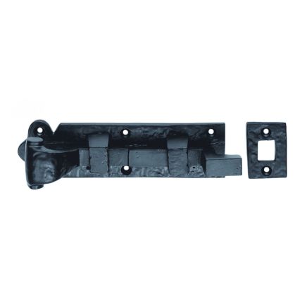 Cranked Door Bolt 157mm - Black Antique
