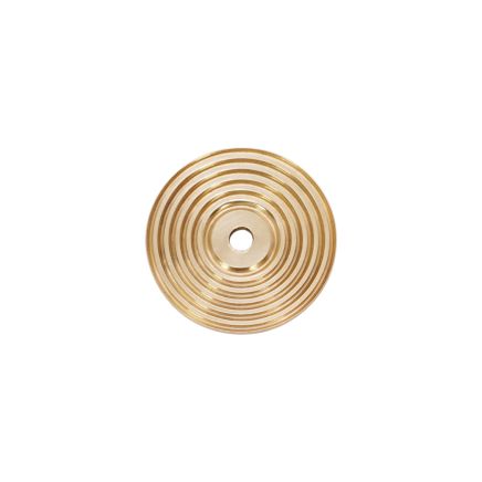 Reeded Round Backplate for Cupboard Knobs Polished Brass