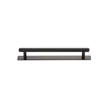 Heritage Brass Cabinet Pull Knurled Design with Plate 96mm CTC Matt Bronze Finish