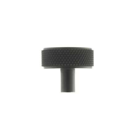 Millhouse Brass Hargreaves Disc Knurled Cabinet Knob on Concealed Fix - Matt Black