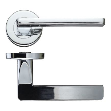 Zoo Hardware Leon lever on round rose - Polished Chrome