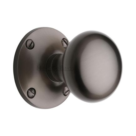 Heritage Brass Mortice Knob on Rose Kensington Design Matt Bronze finish