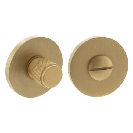 Millhouse Brass Knurled WC Turn and Release on 5mm Slimline Round Rose - Satin Brass