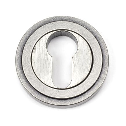 Pewter Round Euro Escutcheon (Art Deco Rose)