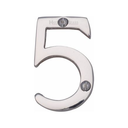 Heritage Brass Numeral 5 Face Fix 51mm (2") Polished Chrome finish
