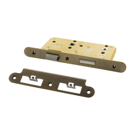 Atlantic DIN Radius Heavy Duty Bathroom Lock Single Turn 60mm backset - Matt Antique Brass