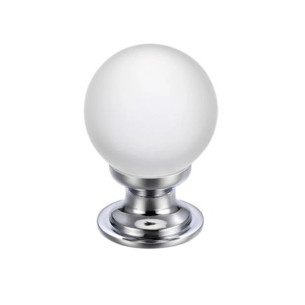 Zoo Hardware Glass Ball Cabinet Knob - Frosted 30mm - Chrome