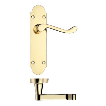 Zoo Hardware Project Oxford lever on latch backplate - 168mm x 42mm - Electro Brass