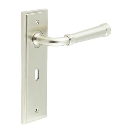Highgate Door Handle Lock Backplate Satin Nickel - By Frelan Hardware - BUR35KIT321