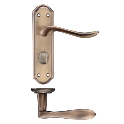 Zoo Hardware Project Lincoln lever on bathroom backplate - Bronze