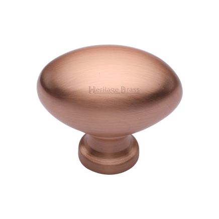 Heritage Brass Cabinet Knob Victorian Oval Design 38mm Satin Rose Gold finish