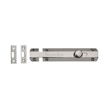Heritage Brass Door Bolt Flat 6" Polished Nickel finish