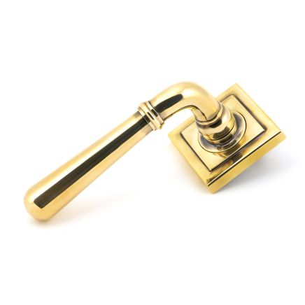 Aged Brass Newbury Lever on Rose Set (Square) - Unsprung