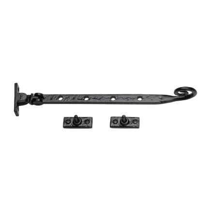 The Tudor Casement Window Stay Monkey Tail Pattern 12" Black Iron