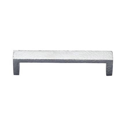 Heritage Brass Cabinet Pull Hammered Wide Metro Design 128mm CTC Satin Chrome Finish