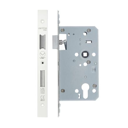 Zoo Hardware Din Euro Sashlock- Backset 60mm - 2 Pc Forend - Square - PCW - Single Throw - White