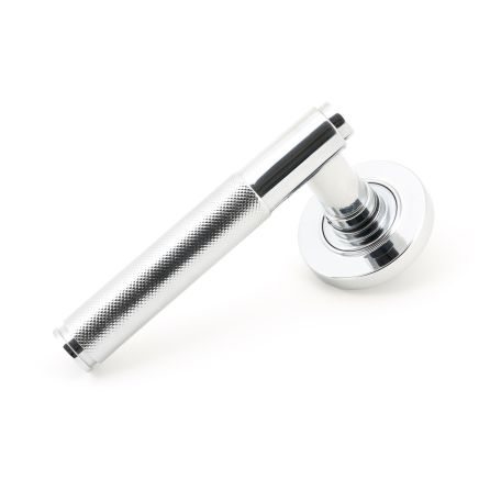 Polished Chrome Brompton Lever on Rose Set (Plain) - Unsprung