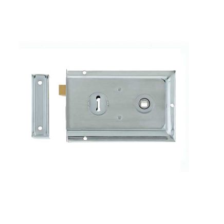 Reversible Rim Lock 152x102mm Satin Chrome - By Frelan Hardware - JL188SC