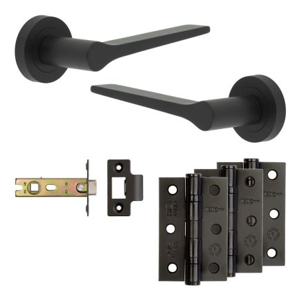 Complete Gio Door Handle Pack - Internal Doors - Matt Black - 76mm / 3-inch Hinges - JE-E4B-MB