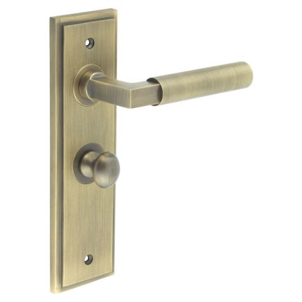 Westminster Door Handle Bathroom Backplate Antique Brass & Turn & Release - By Frelan Hardware - BUR-30AB-453AB-80AB