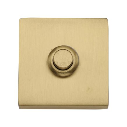 Heritage Brass Square Bell Push Satin Brass finish