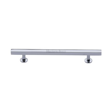 Heritage Brass Cabinet Pull Square Design with Footings 160mm CTC Polished Chrome finish