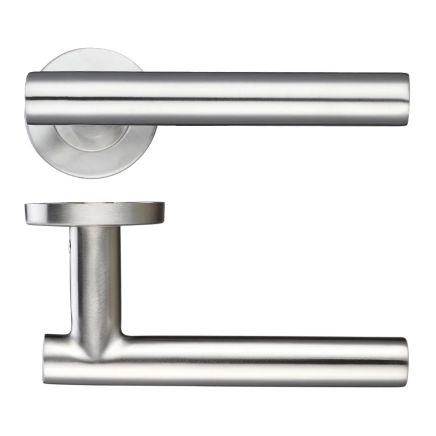 Zoo Hardware 19mm Straight T-Bar Lever - Push On Rose - 52mm Dia - Grade 201 - Satin Stainless